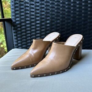 Tan Studded Western Mule heel